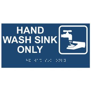ADA Hand Wash Sink Only Braille Sign RSME 372 SYM WHTonNavy  Business And Store Signs 