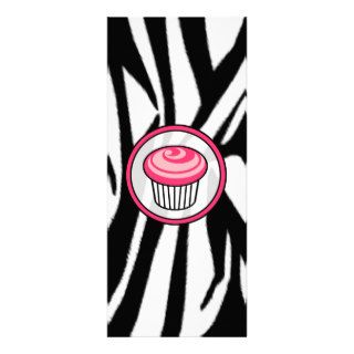 Pink Cupcake Skinny Invitation   Zebra Print