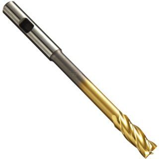 Niagara Cutter 60120 High Speed Steel (HSS) Square Nose End Mill, Extra Long Length, Long Reach, Inch, Weldon Shank, TiN Finish, Roughing and Finishing Cut, Non Center Cutting, 30 Degree Helix, 4 Flutes, 5" Overall Length, 0.375" Cutting Diameter