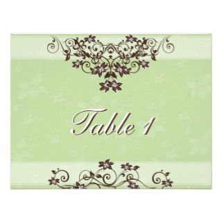 Table Number Wedding Card   Mint Green & Brown Personalized Invitations