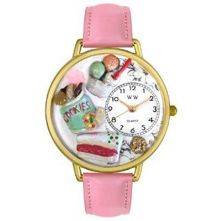 Dessert Lover Pink Leather And Goldtone Watch 