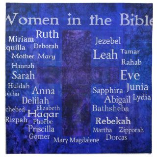 Important Women in the Bible list BLUE Cloth Napkins