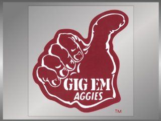 Texas A&M Aggies GIG 'EM AGGIES THUMB 5" Static Cling Vinyl Decal 
