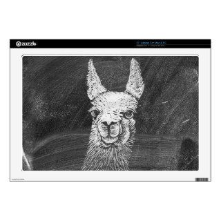 Black White Vintage Funny Llama Animal Art Drawing Skins For 17" Laptops