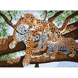 Junior Large Paint By Number Kit 15 1/4"X11 1/4" African Leopard & Cub Royal Brush Markers & Paint