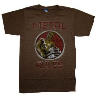 Star Wars C3PO and R2D2 Metal Rules Movie T Shirt Tee Movie And Tv Fan T Shirts Clothing