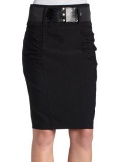 A. Byer Juniors Modern Belted Career Skirt, Black, 3