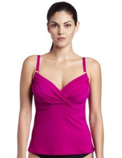 Swim Systems By Sunsets Womens Shirred D Cup Underwire Tankini, Orchid, 32DD Fashion Tankini Tops