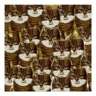 Vintage Cute Cat Kitten Animal Collage Wallpaper Print