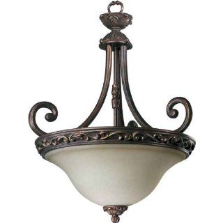 Quorum International 8949 3 53 Chelsea Traditional / Classic Three Light Bowl Pendant In Oxidized Copper   Ceiling Pendant Fixtures  