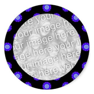 blue  black Kaleidoscope pattern photo frame Sticker