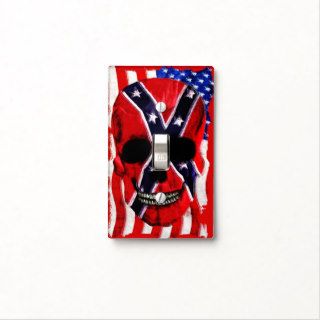 Patriotic Rebel Flag Skull & US Flag Switch Plate Covers