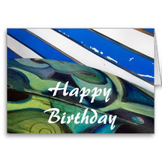 Blue Happy Birthday abstract Greeting Card