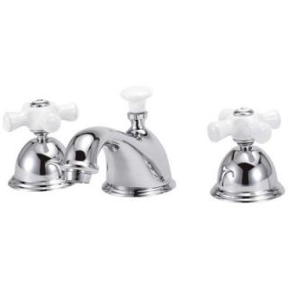 Elizabethan Classics Bradsford 8 in. Widespread 2 Handle Mid Arc Bathroom Faucet in Chrome with Porcelain Cross Handles ECWS05 CP