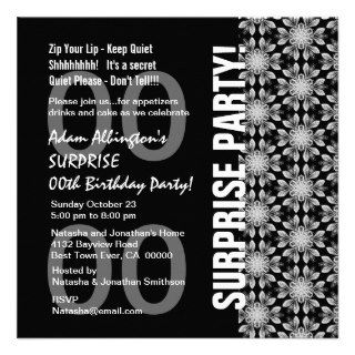 Any Year Surprise Birthday Modern Black WhiteW1760 Invites