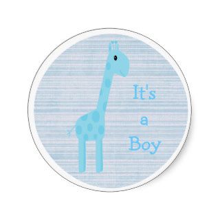Cute Blue Giraffe Its A Boy New Baby Sticker