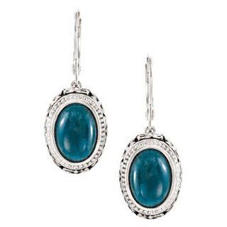 Clevereve's Sterling Silver Pair 13.00 X 09.00 mm Genuine Opaque Apatite Earrings Dangle Earrings Jewelry