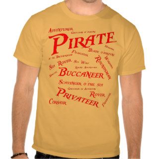Pirate names red lettering shirt