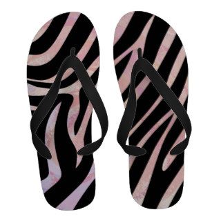 Zebra Black and Pink Print Flip Flops