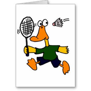 XX  Duck Playing Badminton Cartoon Cards