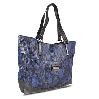 Miadora 'Leslie' Blue Snake Embossed Tote Bag Miadora Handbags Collection Tote Bags