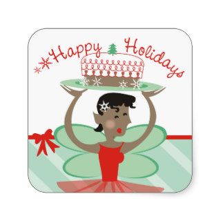 African American cake fairy Christmas food gift Square Stickers