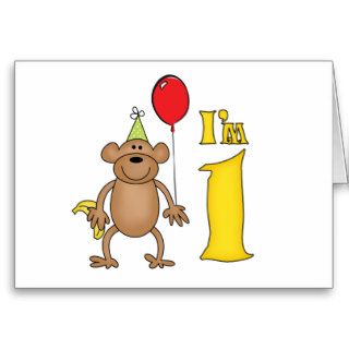 Funny Monkey 1st Birthday Cards
