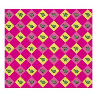 Pink argyle turtle pattern posters