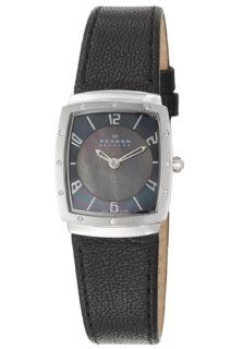 Skagen Denmark Womens Watch Black Square with Black Leather #O396XSSLB Watches