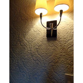 Brewster RD80027 Anaglypta Paintable Large Traditional Damask Wallpaper, 21 Inch by 396 Inch, White    