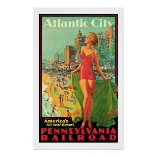 Atlantic City   Pennsylvania RR Vintage Travel Poster