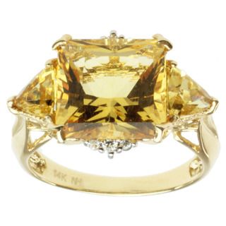Michael Valitutti 14k Yellow Gold Yellow Beryl and Diamond Ring Michael Valitutti Gemstone Rings
