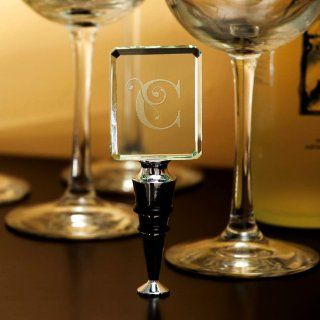 Rectangular Glass Monogram Wine Stopper C Wine Bottle Stoppers Kitchen & Dining