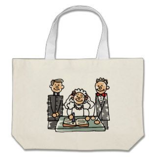 Bride Groom Priest Minister Church Wedding Book Canvas Bags