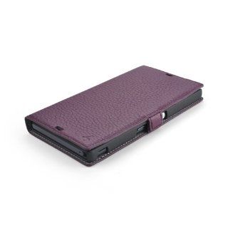 Story Leather Sony Xperia Z Premium Purple Handmade Genuine Leather Phone Side Flip Book Style Wallet Case With One Credit Card Insert Cell Phones & Accessories