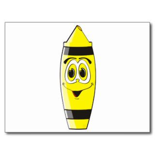 Yellow Cartoon Crayon Postcard