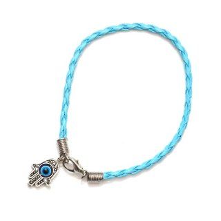 Blue Hamsa Evil Eye Bracelet Hand of Miriam Nazar BB38 Braided Judaica Amulet Karma Jewelry
