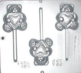 Bear with Heart Lollipop Chocolate Candy Mold Valentines Day Candy Making Molds Kitchen & Dining