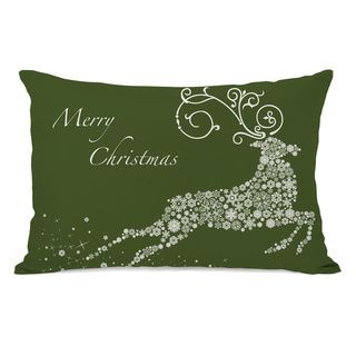Snowflake Reindeer   Green Throw Pillow Throw Pillows
