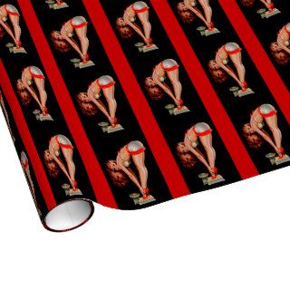 Vintage Retro Peter Driben Pinup Girl on Scale Gift Wrapping Paper