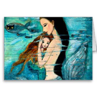 Mermaid Mother and Child Greeting Card