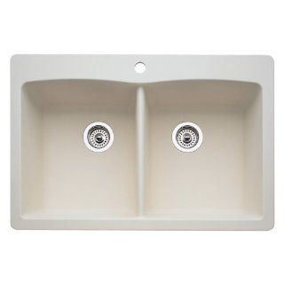 Blanco 511 600 Diamond Equal Double Bowl Kitchen Sink, Biscuit Finish    