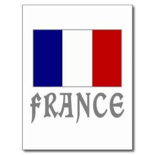 France Flag & Word Gray Postcards