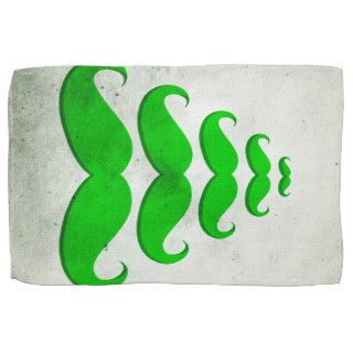 Funny green mustache, Christmas tree shape Hand Towel