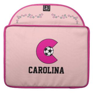 Letter C Monogram in Soccer Pink Sleeve For MacBook Pro