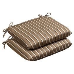 Pillow Perfect Outdoor Brown/Beige Striped Seat Cushions with Sunbrella Acrylic Fabric (Set of Two) Outdoor Cushions & Pillows