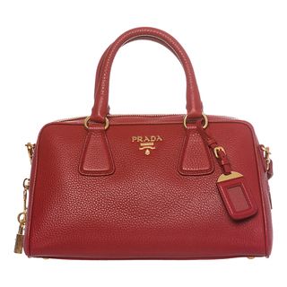 Prada 'Vitello' Red Leather Bowler Bag Prada Designer Handbags