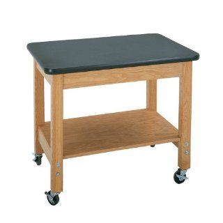 Diversified Woodcrafts 4501K Solid Oak Wood Mobile Demo Cart with Plywood Shelf, Plastic Laminate Top, 36" Width x 30" Height x 24" Depth Science Lab Carts