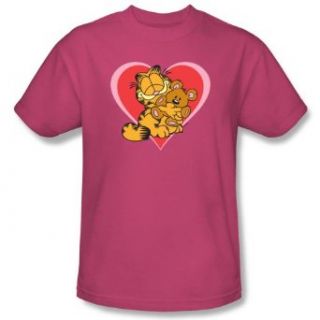 Garfield CUTE N'CUDDLY Short Sleeve Adult Tee HOT PINK T Shirt Movie And Tv Fan T Shirts Clothing