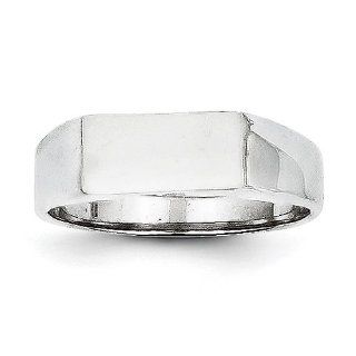 14k White Gold Signet Ring. Gold Weight  3.08g. 5.6mm x 10.1mm face Jewelry